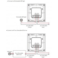 Šviesos intensyvumo reguliatorius su stiklo apdaila, juodas, valdymas TRIAC + RF 2.4GHz, 1 kanalo išėjimas.  - 2