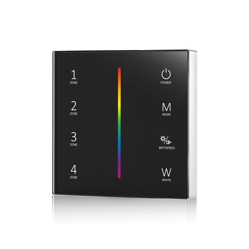 Lietimui jautrus RGBW LED juostų valdymo sistemos nuotolinis pultas, 4 zonos, juodas  - 1