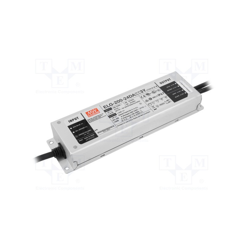 Impulsinis maitinimo šaltinis LED 24V 8.4A 200W, valdomas DALI, PFC, IP67, Mean Well  - 1