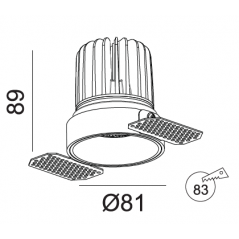 Užglaistomas LED šviestuvas TIFFANY R1356 15W, 3000K, 36°