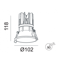 Įmontuojamas LED šviestuvas ANGELO R1257, 15W, 3000K, 38°