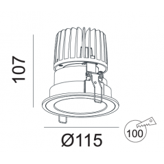 Įleidžiamas LED šviestuvas GRAND R1015 15W, 3000K, 25°, garantija 10 metų