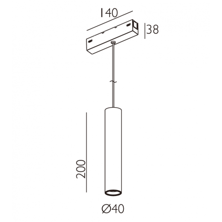 Magnetic suspended luminaire VPA4020NR, 5W, 3000K          