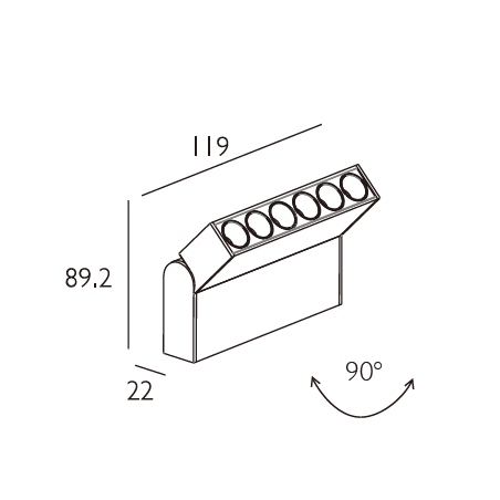 Magnetic adjustable luminaire VSA2206S, 6x1W, 3000K          