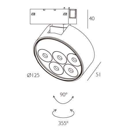 Magnetinis reguliuojamas šviestuvas VSA8120R, 25W, 3000K