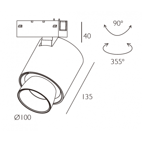 Magnetic adjustable luminaire VSA9100R, 18W, 3000K          
