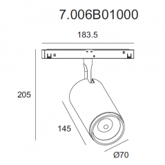 Magnetic adjustable luminaire 7.006B01000, 25W, 3000K  - 2