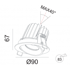 copy of Mounted ajustable LED luminaire NOBLE R1232, 15W, 3000K, 4000K, 60°  - 3