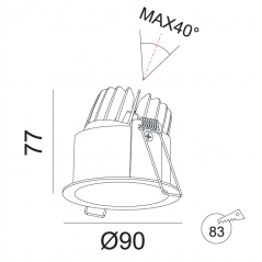 Įmontuojamas reguliuojamas LED šviestuvas ANGELO R1031, 10W, 3000K, 36°, garantija 10 metų