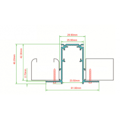 copy of Magnetic track, frameless covered black R20-2 1000mm