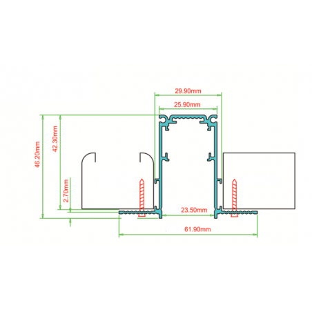 copy of Magnetic track, frameless covered black R20-2 3000mm