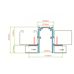 Magnetic track, frameless covered black R20-2 2000mm