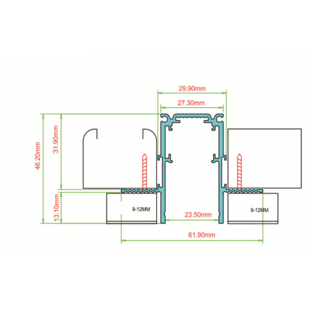 copy of Magnetic track, frameless covered white R20-2 2000mm