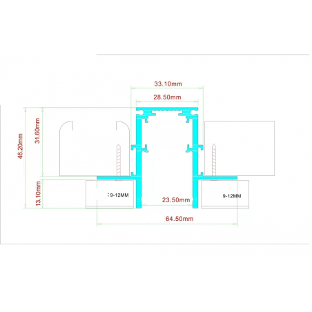 copy of Magnetic track, frameless covered white R20-2 3000mm