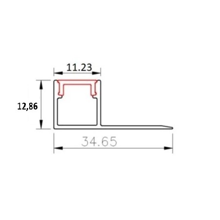 Trimless LED profile VLT-XT-283B, 3000mm with frosted diffuser