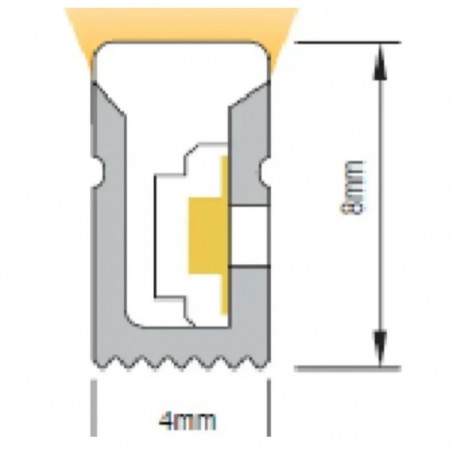 NEON FLEX LED juosta, karposi kas 1cm, 120D, 24V, 10W, 3000K, 4x8mm, IP65