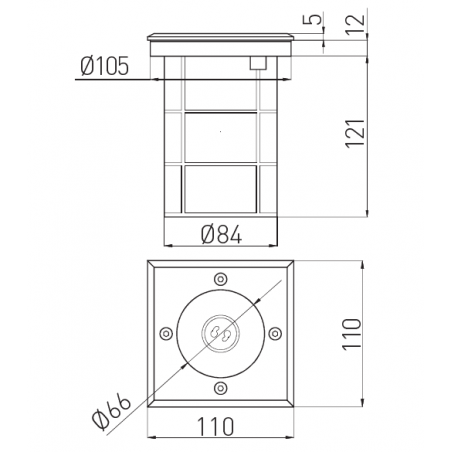 Floor luminaire ALFA-K, GU10, IP67, IK10          