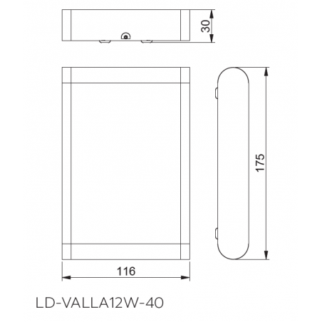 LED wall luminaire VALLA 12W, 4000K, Black          