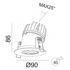 Mounted ajustable LED šviestuvas ANGELO R1035, 10W, 3000K, 40°       